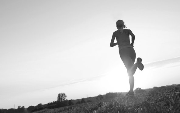 black and white running